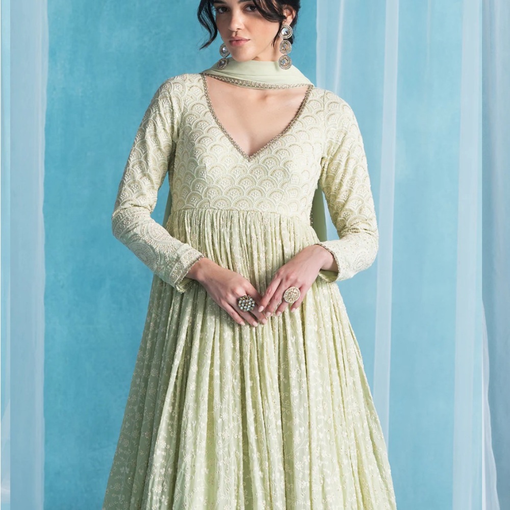 NWT Mint Green Embroidered Anarkali